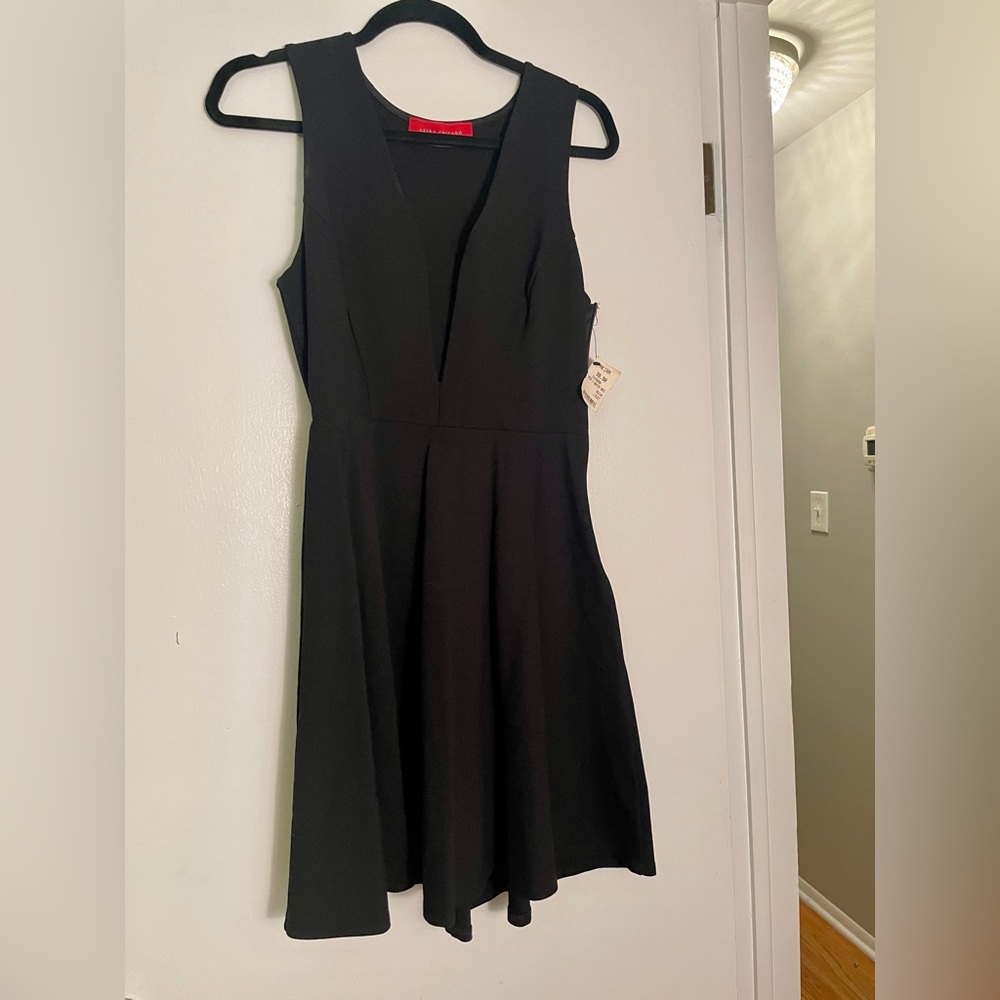 Deep plunge black dress